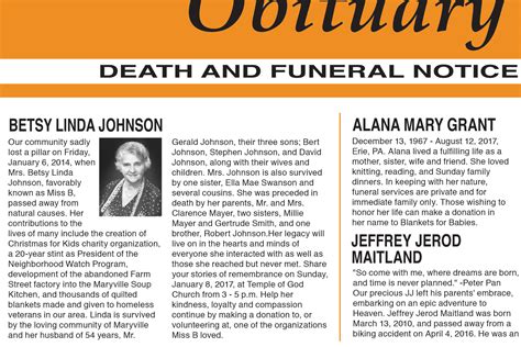 Recent Death Notices